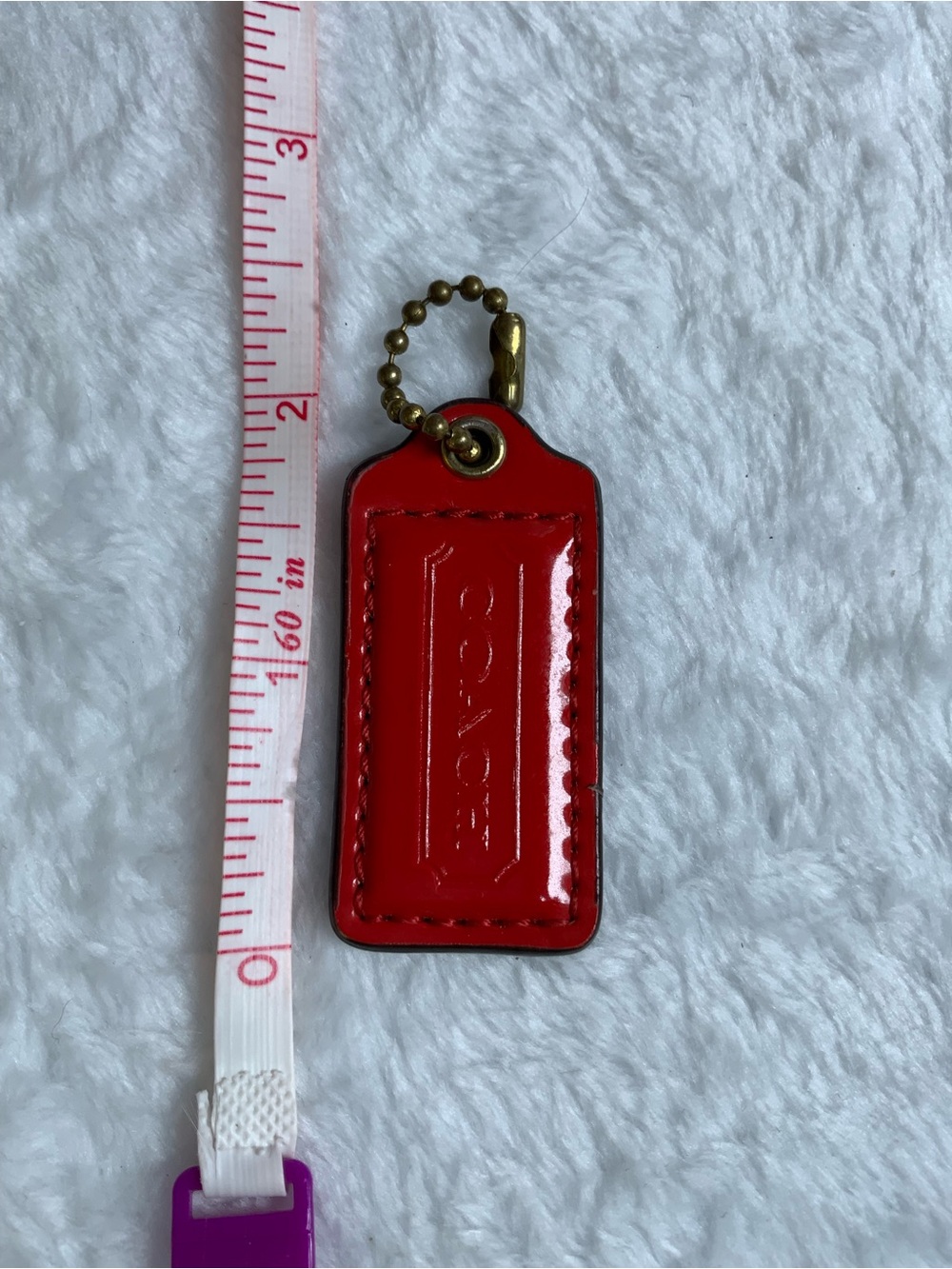 COACH Red Patent Leather Keychain Tag